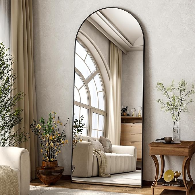 HARRITPURE Arch Floor & Full Length Mirrors - 68" x 24" Body Length Mirror Big Mirror for Bedroom Standing/Hanging/Leaning Wall-Mounted Black-DeskLoop Office