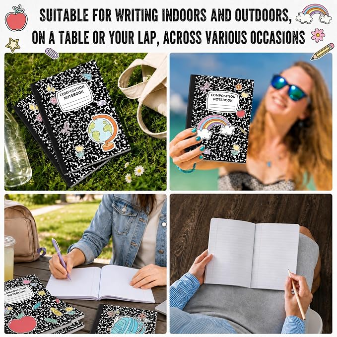 6 Pack Large Composition Notebooks Bulk 9.8 × 7.5 in Wide Ruled Hard Cover - Image 6