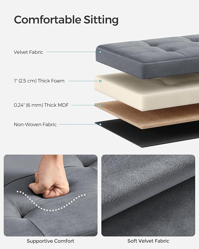 SONGMICS Storage Ottoman, Foldable Small Ottoman Foot Rest, 12.2 x 16.1 Inches - Image 4