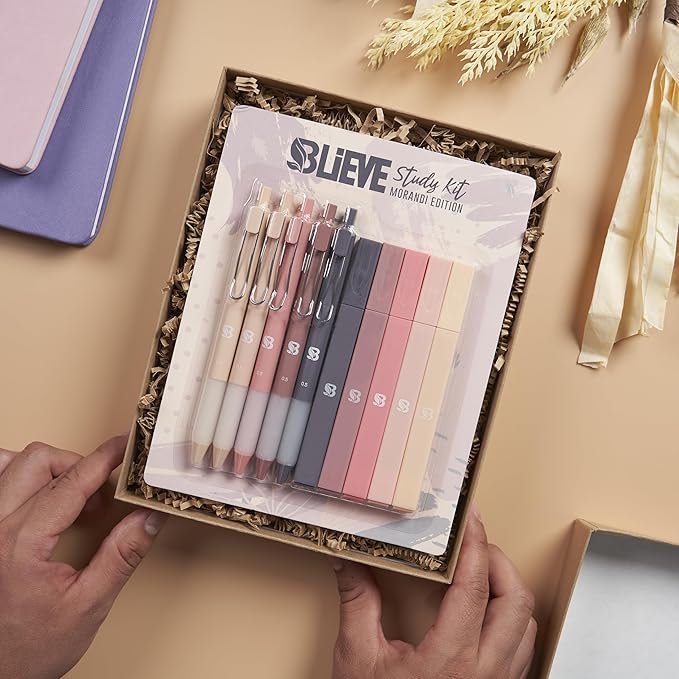 BLIEVE Aesthetic Highlighters and Gel Pens And Soft Tip, No Bleed Dry Fast Easy to Hold, for Bible Journaling Planner Notes School Office Supplies (Morandi)-DeskLoop Office