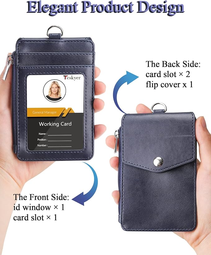 Teskyer Badge Holder with Side Zip Pocket, Teachers/Students, Secure Zipper - Image 4