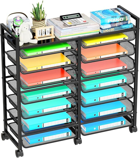 Simple Trending Rolling File Storage Cart, 15-Tier Metal Desk File Organizer by SimpleTrending