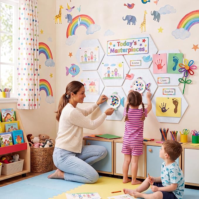 8 Pack Hexagon Felt Bulletin Board Tiles - Image 4