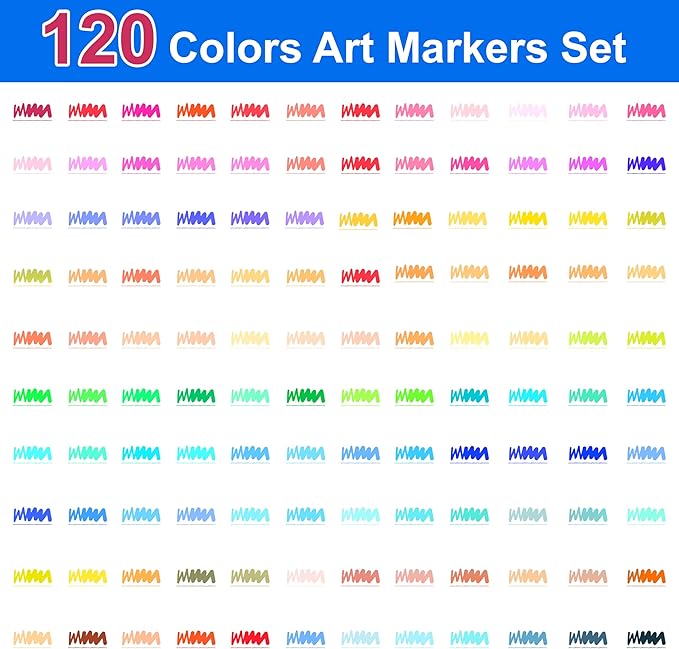 120 Colors Dual Brush Marker Pens, Art Markers with Fine and Brush Tip Coloring Markers for Adults, Marker for Journaling Calligraphy Drawing Sketching Doodling Illustrating-DeskLoop Office