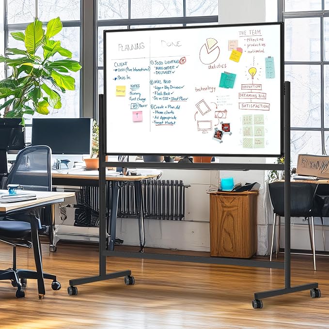 Large Rolling White Board, 48x36 in Double-Sided Mobile Whiteboard, maxtek - Image 8