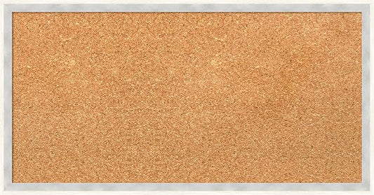 Amanti Art Natural Cork Board for Wall, 13x25 Vision Board with White Frame, Small Corkboard Office Decor for Home Organization, Modern Corkboard Pinboard to Display Items for Home Organization in-DeskLoop Office
