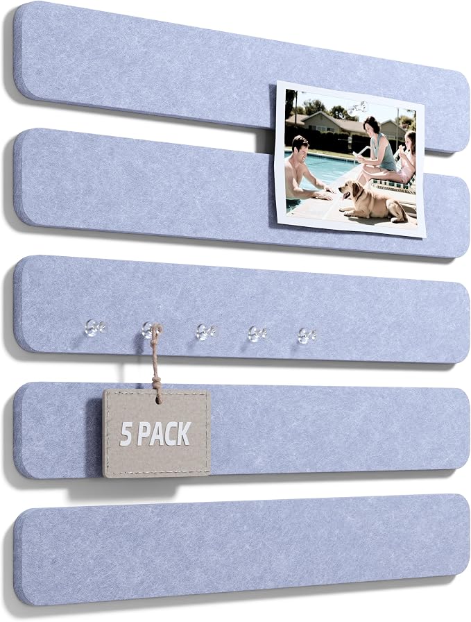 Fluxynara Cork Board Alternative Felt Strip Board 5-Pack 13"x2", Office Pin by FLUXYNARA