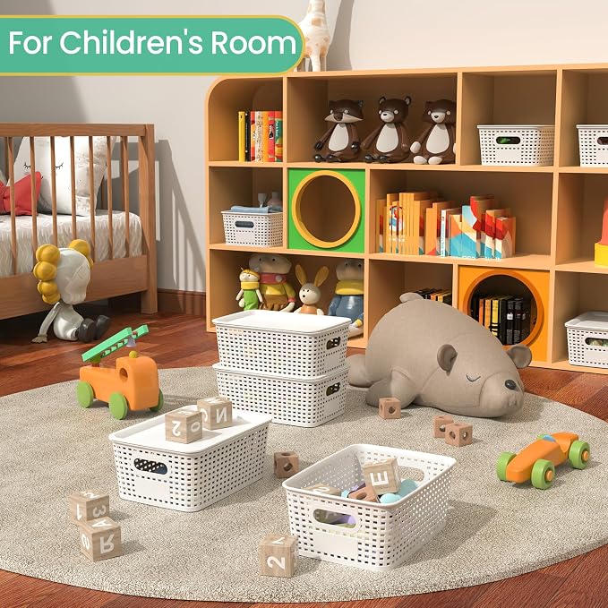Plastic Storage Baskets with Lid-Plastic Storage Containers Stackable Storage - Image 4