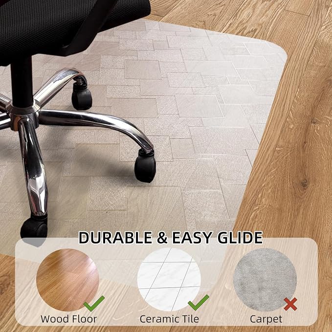 Chair Mat for Hardwood Floor, 63x51 inches Floor Mat Protector for Office Chair - Image 4