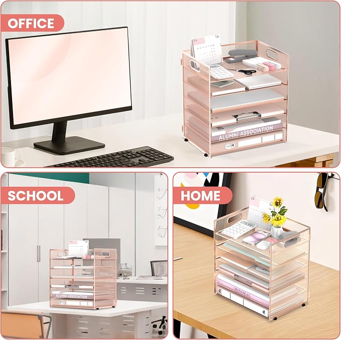 Daltack 6 Tier Paper Organizer for Desk, Paper Letter Tray Organizer for Desks - Image 6