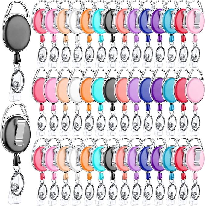 Honoson 50 Pcs Heavy Duty Retractable Badge Reels Batch ID Badge Holder by Honoson