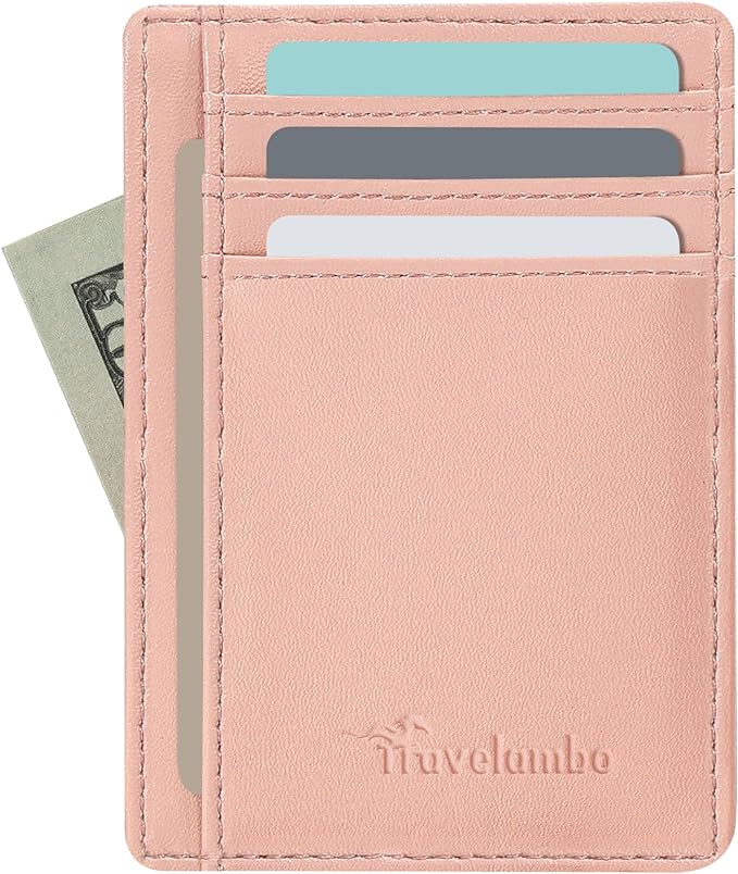 Travelambo Slim Wallet Front Pocket Minimalist Leather RFID Blocking Medium Size by Travelambo