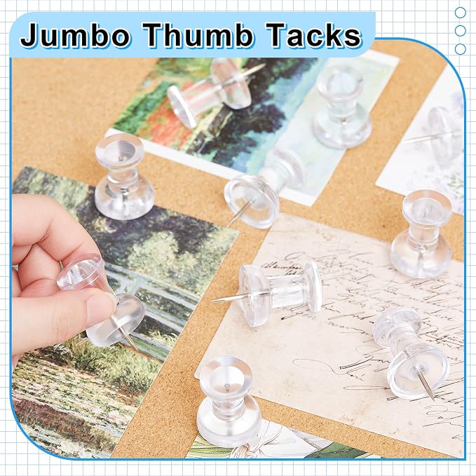 Outus 60 Pcs Giant Push Pins Jumbo Tacks 1/1.8inch Plastic Head - Image 6