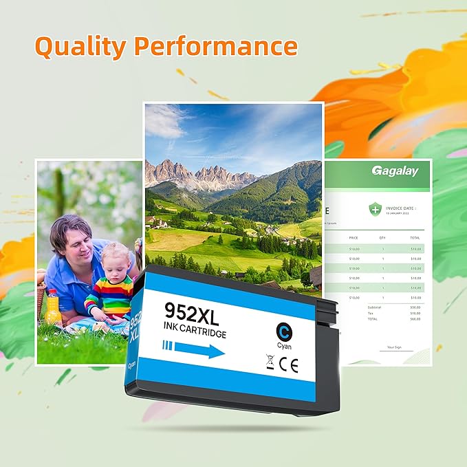 952XL Ink Cartridges Combo Pack (4-Pack) | Works with OfficeJet 8702 8710 Pro 7740, 8210, 8700 Series Replacement for HP 952XL Ink Cartridges Combo Pack HP952 952 XL Black Cyan Magenta Yellow| N9K28AN-DeskLoop Office