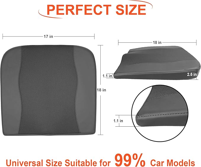 Car Seat Cushion, Comfort Memory Foam Car Cushions for Driving - Sciatica & Lower Back Pain Relief, Driver Seat Pillow for Auto, Office Chair, Wheelchair - Obsidian Speck Black-DeskLoop Office