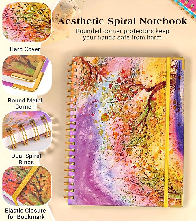 Lined Spiral Notebook Journal for Women, 150 Pages Cute Notebooks 5.75” x 8.38” - Image 3