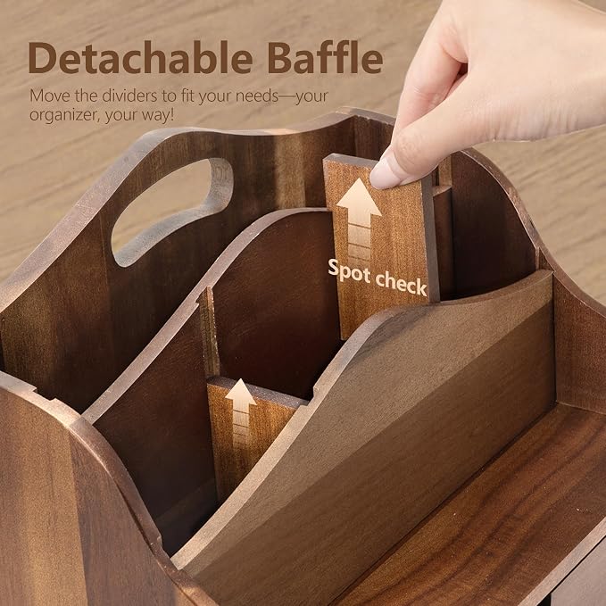 Rebee Vision Acacia Wood Mail Organizer - Image 4