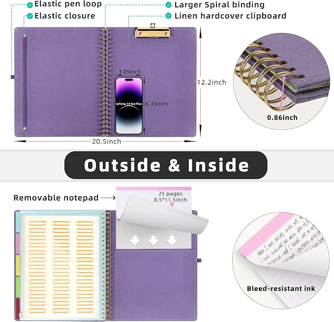 Ospelelf Foldable Spiral Clipboard Folio - Image 3