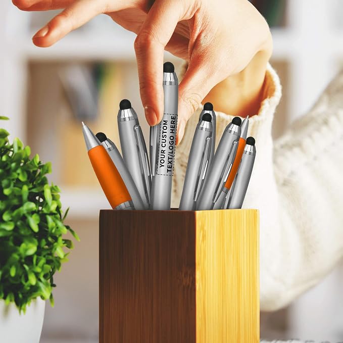 DISCOUNT PROMOS Custom Stylus Ballpoint Pens Set of 10, Personalized Bulk Pack - Image 7