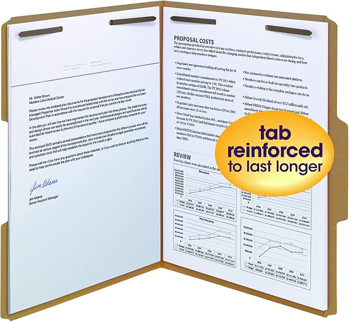 Smead Fastener File Folder, 2 Fasteners, Reinforced 1/3-Cut Tab, Letter Size - Image 2