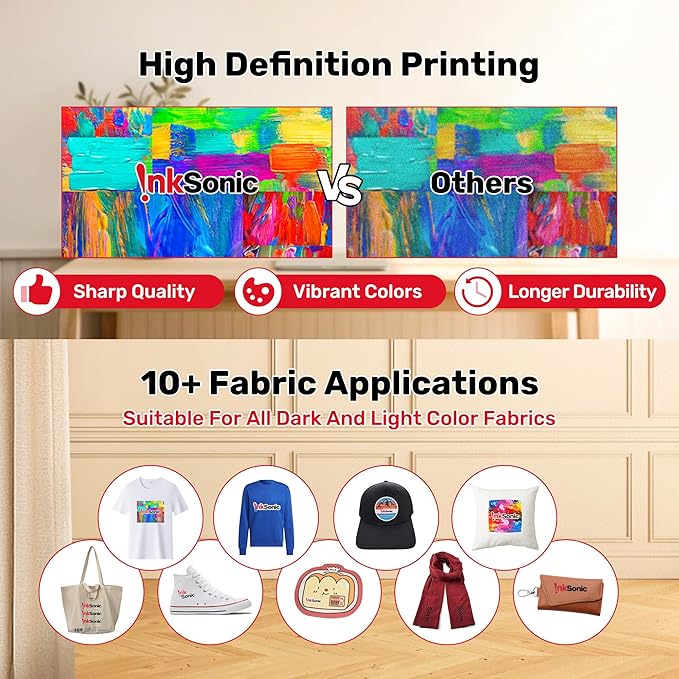 InkSonic R1390 DTF Printer Machine, A3 T Shirt Printing Machine with Oven, 13" DTF Printer Bundles, Direct to Film Heat Transfer, T-Shirt Maker for Clothes Design, Custom Garment Printing-DeskLoop Office