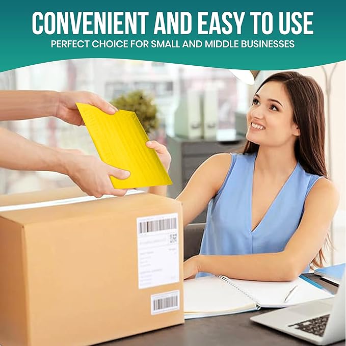 Levex - #000 4" x 8" [5 Pack] Yellow Poly Bubble Mailers, Padded Envelope Mailers, Packing Envelope & Mailing Bags for Shipping-DeskLoop Office