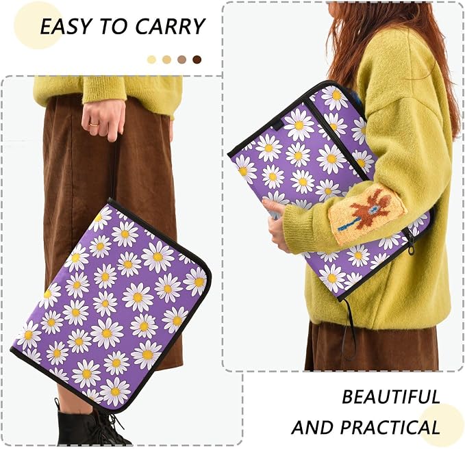 Expanding File Folder Daisies Purple Daisy Flower Accordion File Organizer 13 - Image 2
