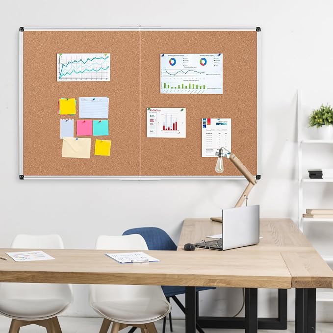 Extra Large Cork Bulletin Board 60" X 36", Foldable Notice Pin Board - Image 8