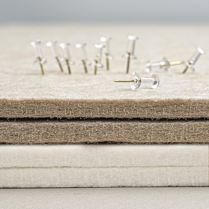 Bulletin Board, 36 x 24 Inches Felt Pin Board - Decorative Cork Alternative for Wall, 3' x 2' Foldable Picture Self-Adhesive Vision Prayer Board With 20 Pushpins - White-DeskLoop Office