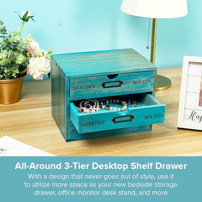 Turquoise 3-Tier Drawer Unit - Image 8