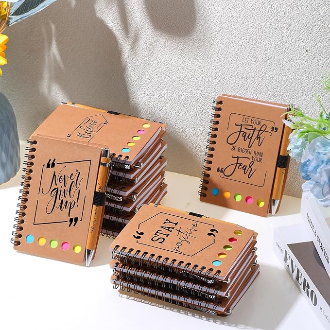 Tenceur Back to School Inspirational Gifts Bulk Employee Appreciation Spiral Notebook with Journals Sticky Note Pen Motivational Thank You Gifts for Teacher Students Team Coworkers Staff(20 Sets)-DeskLoop Office