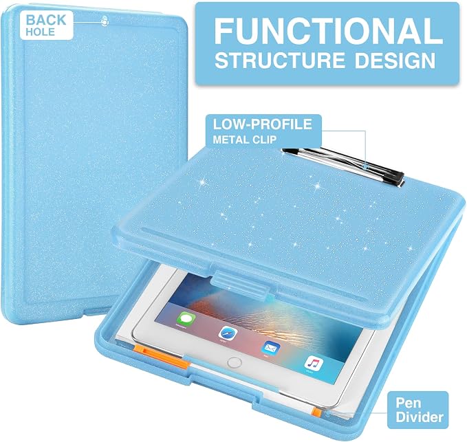 Sooez Clipboard with Storage, Plastic Storage Clipboards with Low Profile Clip - Image 2