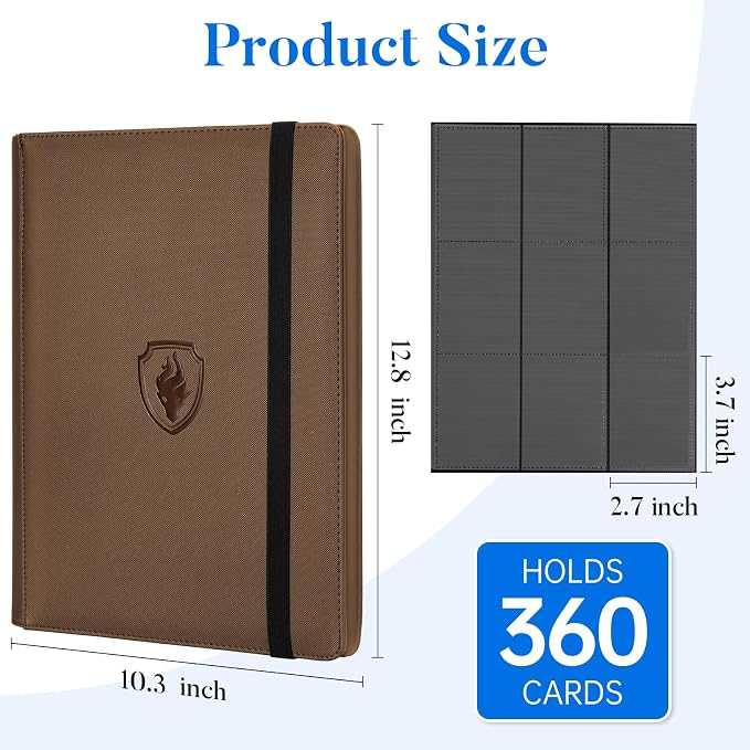 Premium 9 Pocket Card Binder for 360 Cards, Fabmaker PU Cover Trading Card - Image 6