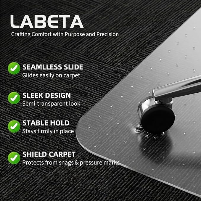 Office Chair Mat for Carpet: 30" x 48" Plastic Heavy Duty Computer Desk Mats - Image 2
