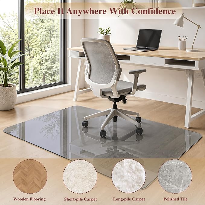 Tempered Glass Office Chair Mat, Scratch Resistant, Rounded Corners & Polished - Image 7
