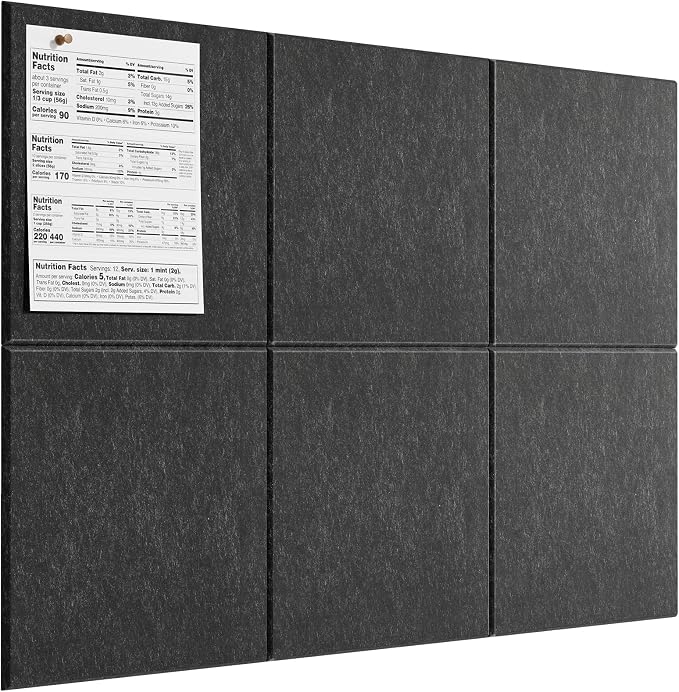 MaxGear Felt Bulletin Board 36" x 24", Dark Gray Felt Wall Tiles Push Pins | by MaxGear
