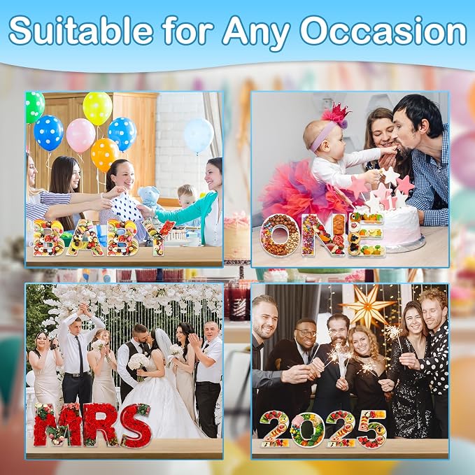 10" E Clear Acrylic Letter Charcuterie Board Box, Reusable Fillable Decorative - Image 6