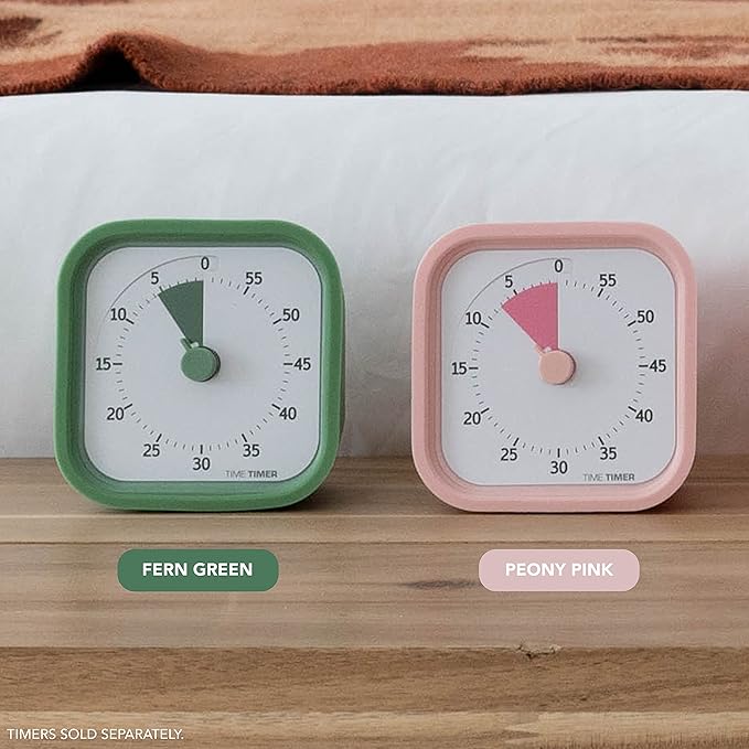 TIME TIMER Home MOD Botanical Cases - for Classroom Learning, Homeschool Study Tool, Student Desk Clock and Office Meetings with Silent Operation (2-Pack), Pink & Green-DeskLoop Office