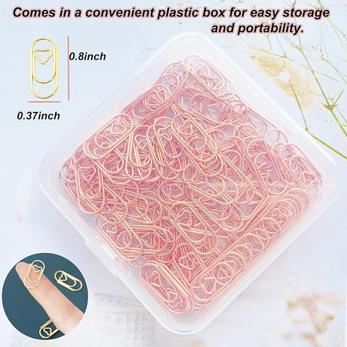 120 PCS Gold Heart Shaped Paper Clips 0.78inch Small Paper Clips Cute Mini - Image 2