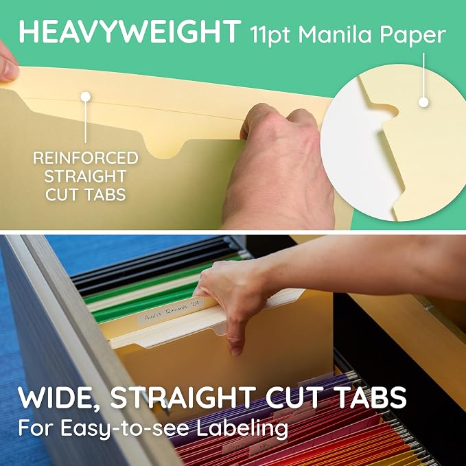 Blue Summit Supplies 2 Inch Manila File Jacket, 50 Folders, Reinforced Straight - Image 4