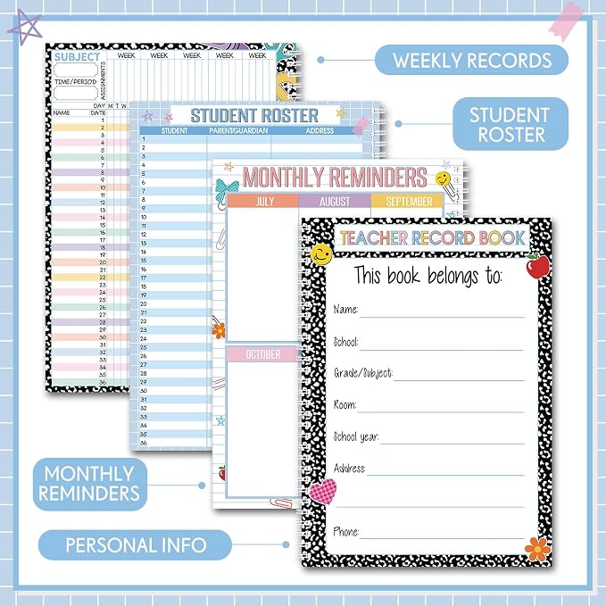 Fuyoooo Teacher Record Book 2026-2027 Teacher Grade Books Spiral Bound Record - Image 3