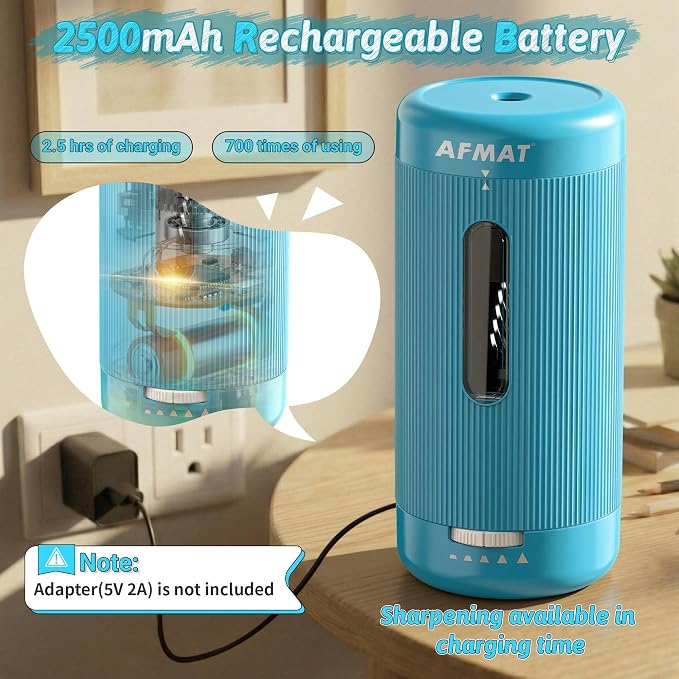 AFMAT Electric Pencil Sharpener, Auto in & Out, 5 Nibs, 7K+ Uses, Fully - Image 5