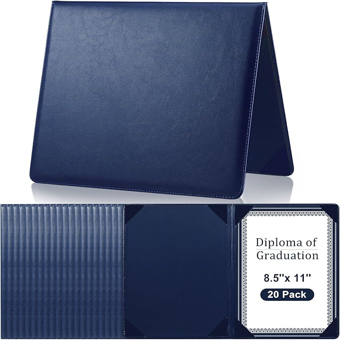 Tenare 20 Pcs Blue Leather Certificate Holder 8.5 x 11 PU Phd Bachelor Master by Tenare