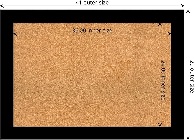 Amanti Art Natural Cork Board for Wall, 29x41 Vision Board with Black Wood Frame, Large Corkboard Office Decor for Home Organization, Casual Corkboard Pinboard to display items for home organization-DeskLoop Office