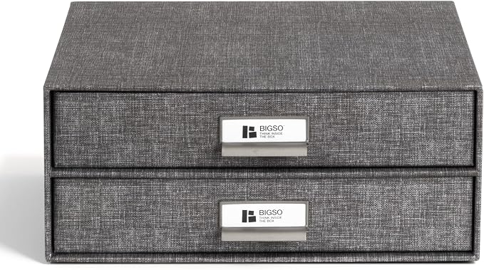 Bigso Birger 2-Drawer Canvas Fiberboard Easy Pull Handle Box by Bigso
