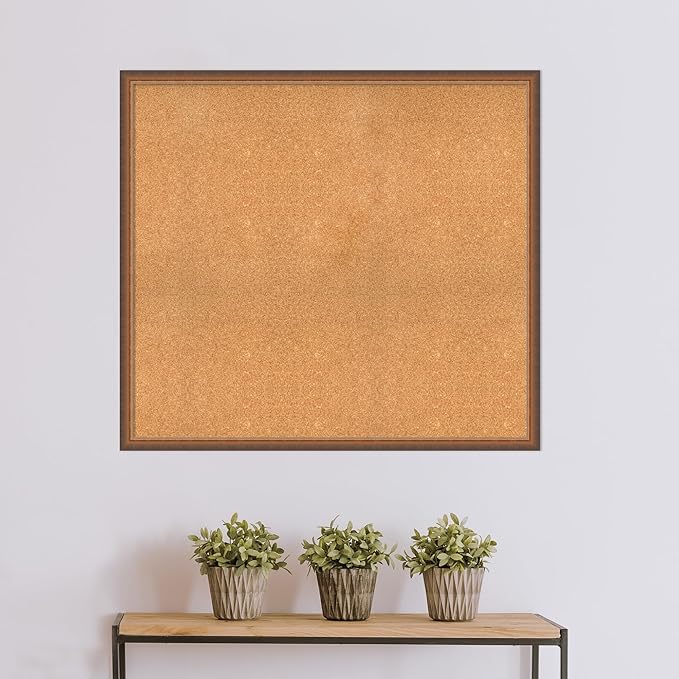 Amanti Art Natural Cork Board for Wall, 38x42 Vision Board with Bronze Frame, Oversize Corkboard Office Decor for Home Organization, Modern Corkboard Pinboard to Display Items for Home Organization-DeskLoop Office