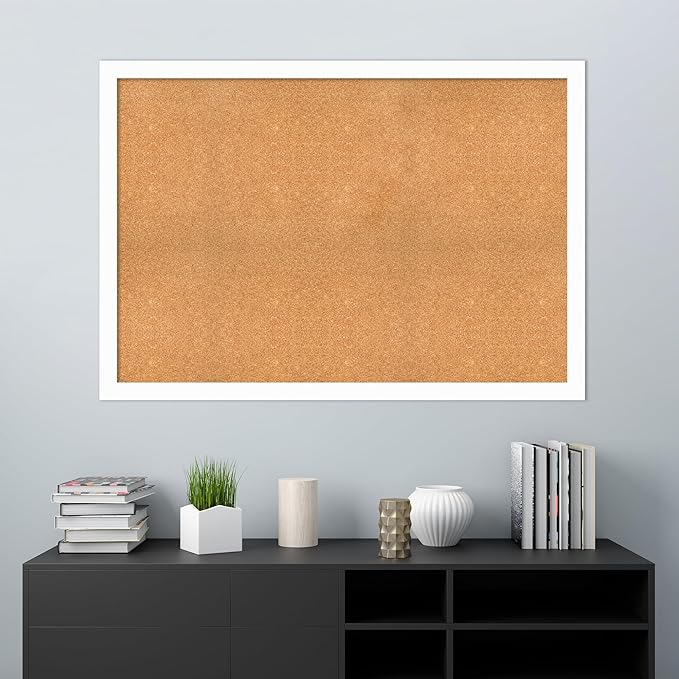 Amanti Art Natural Cork Board for Wall, 37x53 Vision Board with White Frame, Oversize Corkboard Office Decor for Home Organization, Casual Corkboard Pinboard to Display Items for Home Organization in-DeskLoop Office