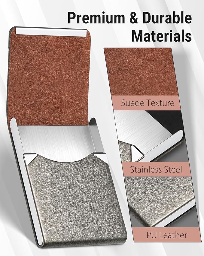 MaxGear Business Card Holder, PU Leather Business Card Case, Magnetic Closure - Image 4