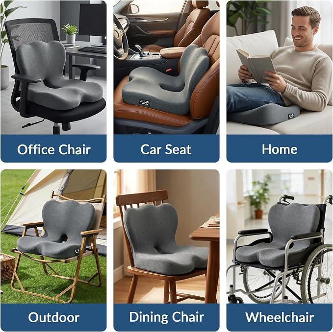 Exclusivo Mezcla Memory Foam Seat Cushion, Ergonomic Tailbone Pain Relief - Image 8
