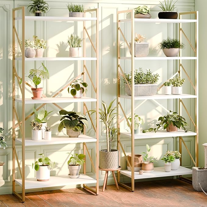 Shintenchi 5 Tiers Bookshelf, Classically Tall Bookcase Shelf, Industrial Book - Image 3